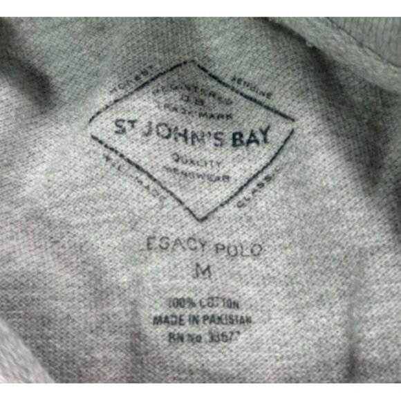 St. Johns Bay Legacy Polo Men's Medium Solid Gray Cotton - Picture 3 of 10